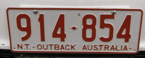 Licence Plate Northern Territories