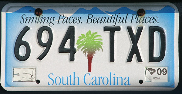 Licence Plate South Carolina