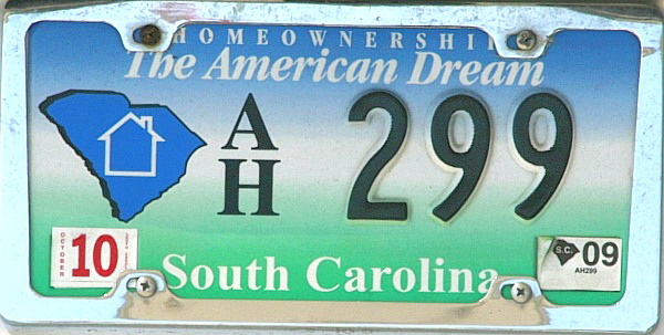 Licence Plate South Carolina