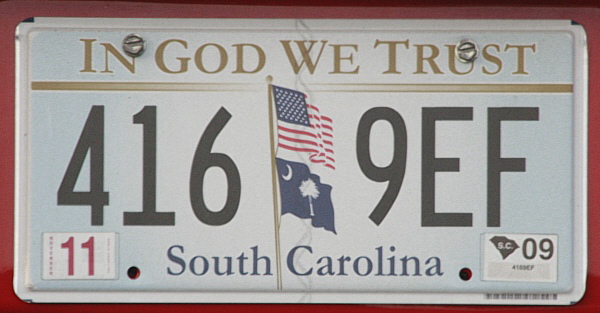 Licence Plate South Carolina