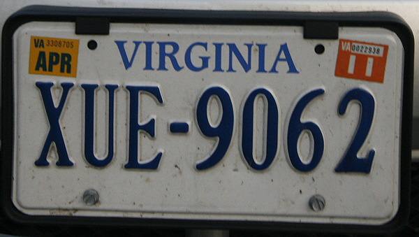 Licence Plate Virginia