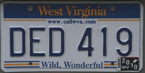 Licence Plate West Virginia