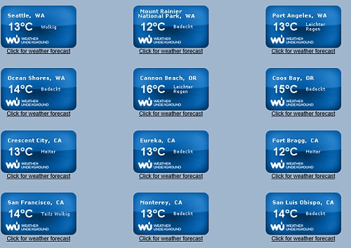 Das Wetter am 2.9.2016 - 7 Uhr morgens Pacific Time