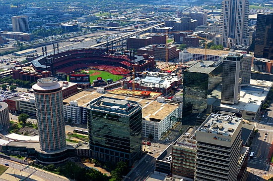 Blick auf das Busch Stadium, in dem die rtlichen Cardinals Baseball spielen