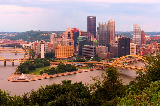 Skyline von Pittsburg vom Mount Washington aus gesehen