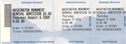 Washington Monument Ticket