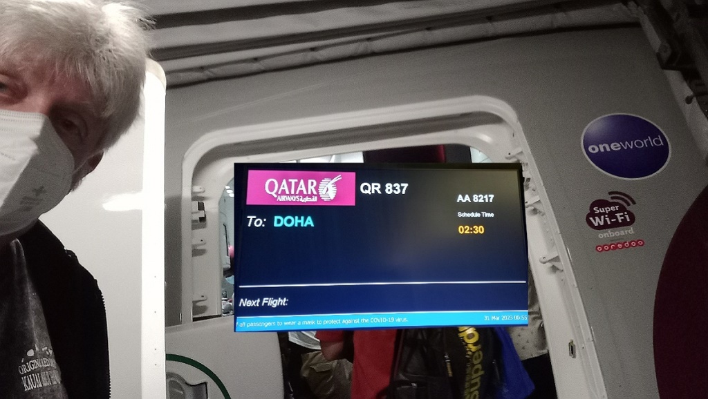 31.03.2023 - Qatar Airways - Boeing 787-9 Dreamliner - A7-BHI - Bangkok/BKK - Doha - QR837 - 28H7Exit Seat - 6:45 Std.