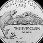 Washington State Quarter - Lachs aus dem Wasser auftauchend, Mount Rainier im Hintergrund