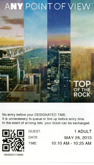 Top of the Rock - Eintrittskarte